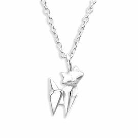 Monkimau Women's Necklace with Origami Cat Pendant Made of 925 Sterling Silver Cat Necklace Silver Women Charm Chain Jewellery Gifts for Children Girls Women, Stainless Steel