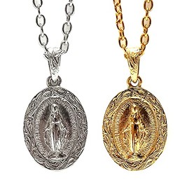 Jurice Hawaiian Jewelry, Maria Necklace, Women's, Men's, 14K Yellow Gold Coated, Silver, Kareikini, Surgical Stainless Steel
