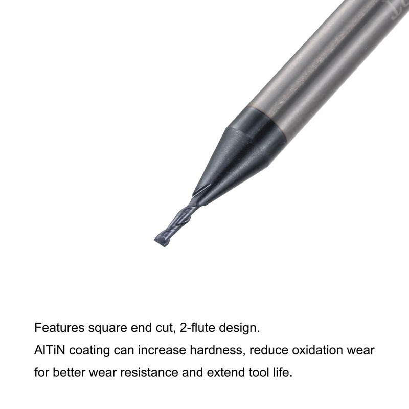 sourcing map Square Nose End Mill, 1mm Tip Dia Solid