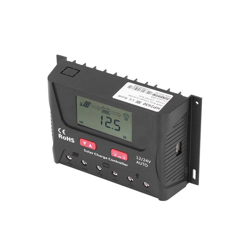 30A 12V/24V PWM Solar Charge Controller Regulator LCD Display Automatic