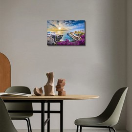 Beach Canvas Wall Art Landscape European Coastal Towns Small Canvas Wall Art Beach Wall Art Sunset On Ocean Beach Picture Nature Landscape 8x12inch