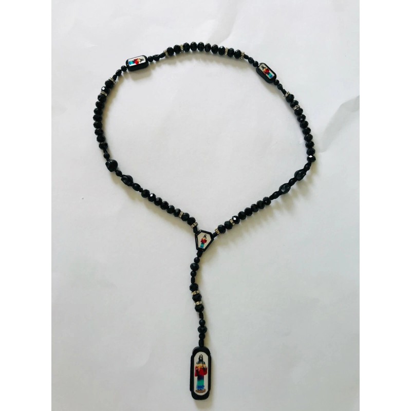 Rosario Santa Muerte 7 potencias Cristal Negro Rosary Holy Death