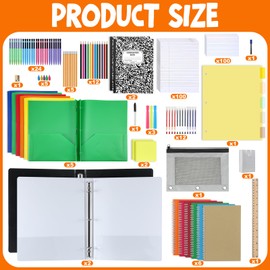 Humyoun 94 Pcs High School Supplies Bundle Back to School Supplies Kit School Supplies Bulk for Middle School College Grad Students, Includes Composition Book Dividers Pocket Folder Pens and Much More