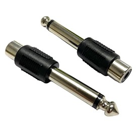 JAM2DAY 2 Pack of RCA Phono Female to 6.35mm Jack Male Adapters - Premium Quality Black Converter Plug