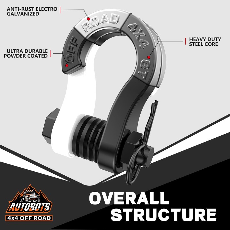 AUTOBOTS Tigertooth D Ring Shackles 45,000lb Break Strength, 3/4”Shackle D