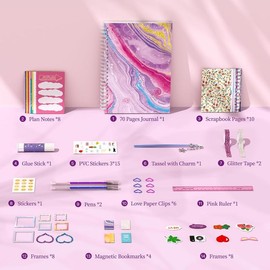PERRYHOME DIY Journal Kit for Girls Ages 8-12, Stationery Journal Set for Teenage Girls Ages 8-12 Scrapbook & Diary Kits, Journaling Art Crafts Kit Teen 8-10-12 Year Old Girl Birthday Gifts - Purple - Color: Blue Journal Kit