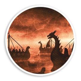 2 x 10cm Viking War Ship Vinyl Stickers - Long Boat Norway Dragon Sticker #70801
