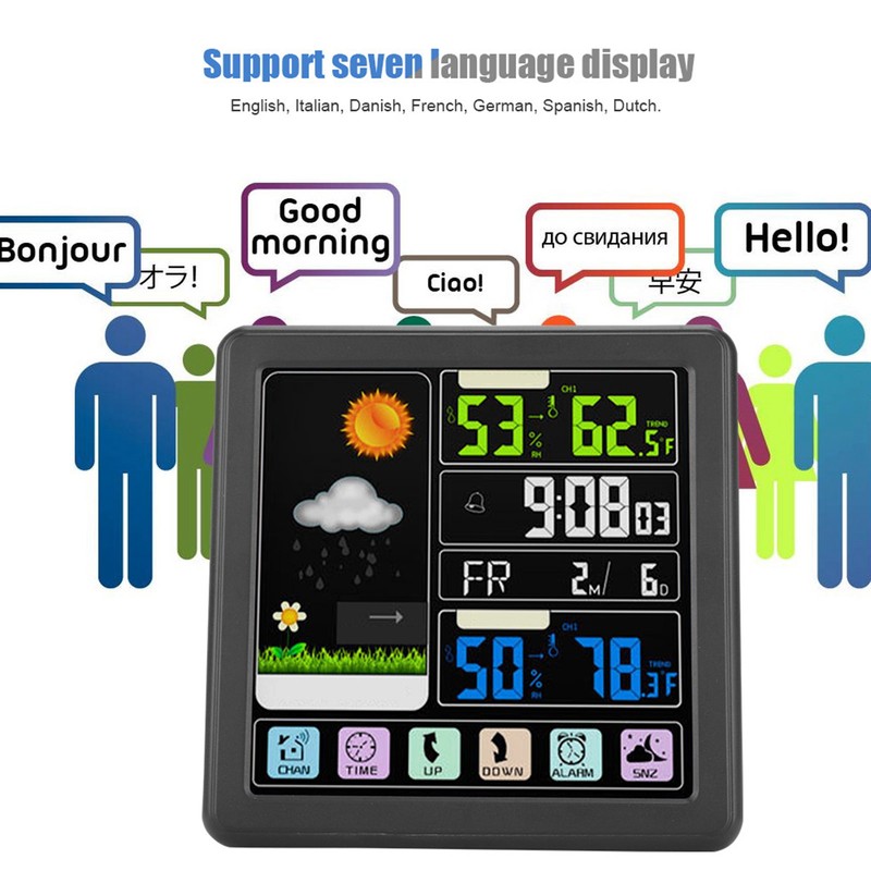 TS-3310 Full Touch Screen Wireless Weather Clock Multifunction