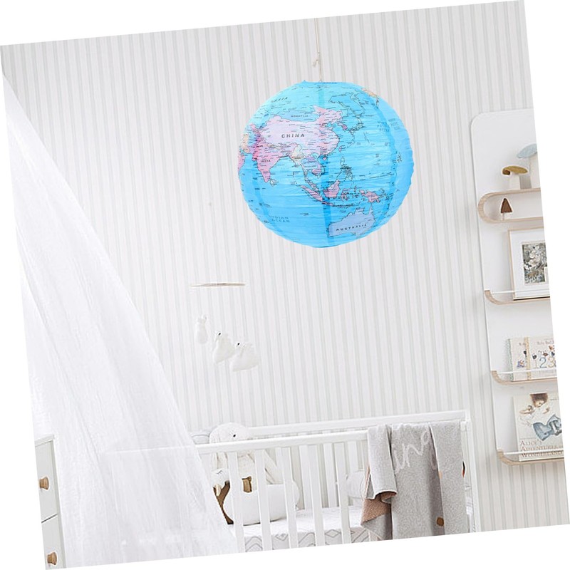 COLLBATH 2Pcs World Map Earth Globe Lanterns Decorative Hanging Lanterns