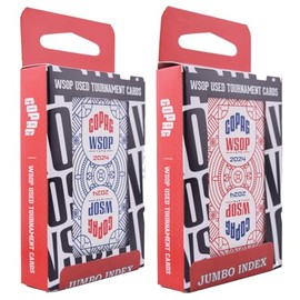 Copag *Used* WSOP 2024 Tournament Played 100% Plastic Playing Cards - Narrow Size (Bridge) Blue/Red Double Deck Set (Jumbo Index)