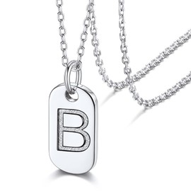 Silvora Letter Pendant Necklace for Women in Silver Alphabet A-Z Necklace with Pendants with 41 cm + 5 cm Extension Chain, Sterling Silver