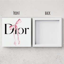 Preppy Girls Room Decor Wood Box Sign, Pink Trendy Bow Wooden Block Sign Desk Decor for Girl College Dorm Bedroom Wall Tabletop Shelf Table Decoration Keepsake