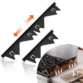 Stove Gap Covers, Expandable Stove Gap Filler(Dark), Stainless Steel Adjustable Gap Cover for Counter.Crumb Catchers for Stove, Oven Crack Guards, Kitchen Gap Fillers, Length 13.8" to 27.5"(2 PCS).