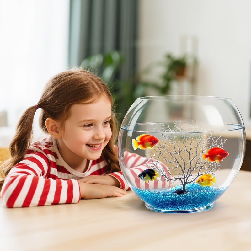 Okllen Mini Glass Fish Bowl, Oblate Small Fish Tank with