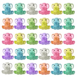 WELANE Mini Resin Animal Figures, 30 PCS Glitter Mini Resin Elephant for Potted Landscape Dollhouse Ornaments