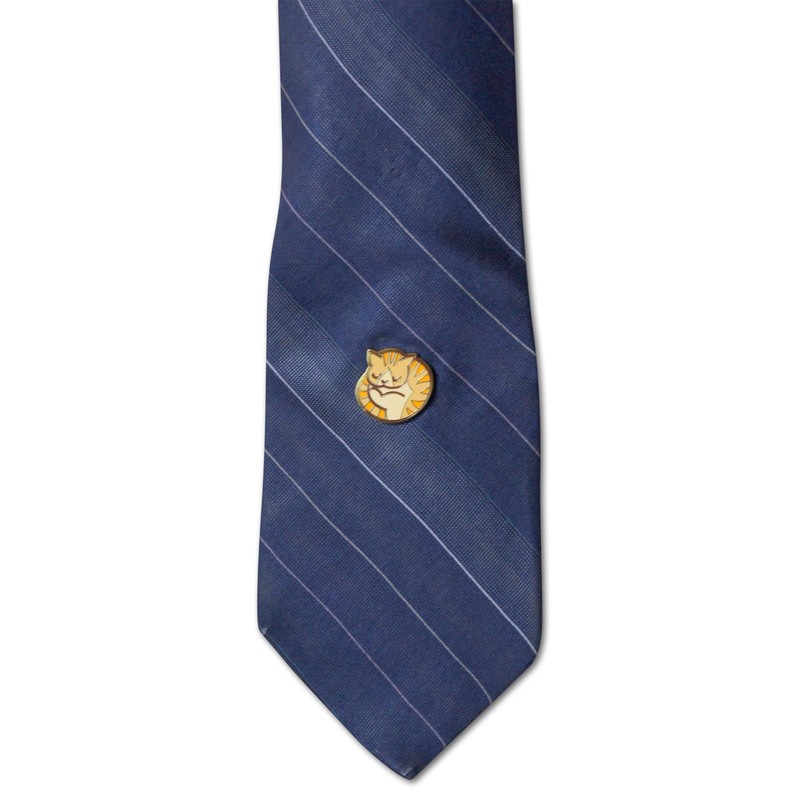 Novel Merk Striped Cat Lapel Pin, Hat Pin, & Tie