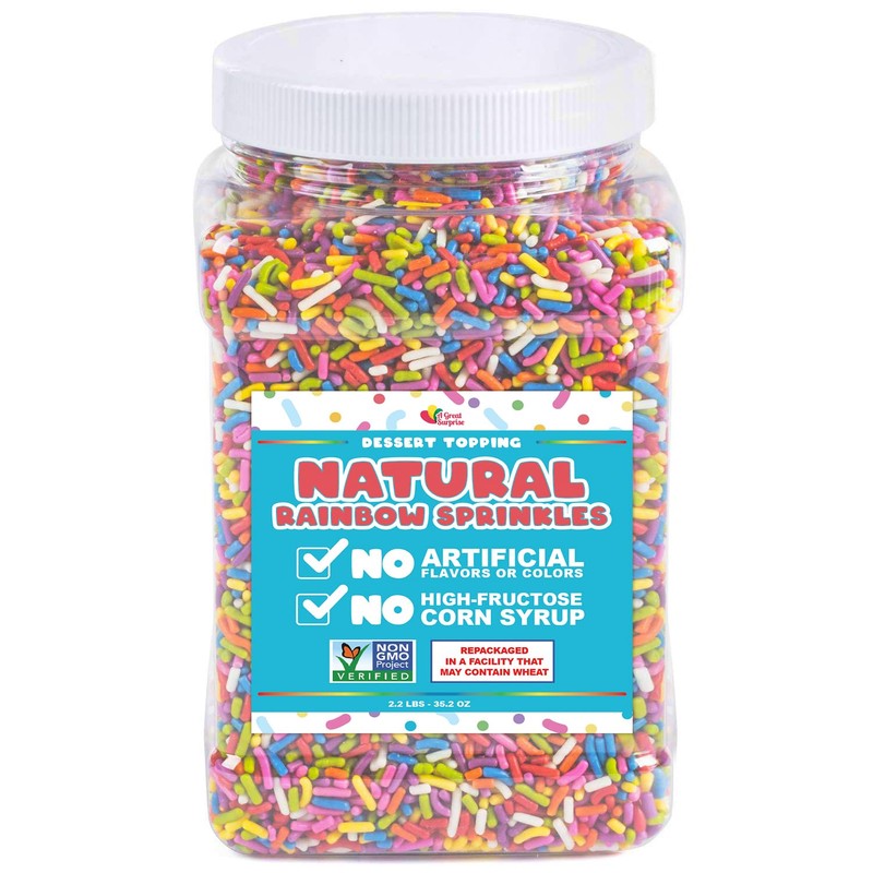 Dye-Free Rainbow Sprinkles – 2.2 LB - Natural Vegan Baking