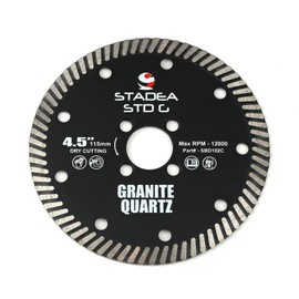 Stadea SBD102C Diamond Saw Blade 4.5-Inch Continuous Turbo Dry Cutting - Cuts Granite Quartz Quartzite, Fits Grinder, Saw Cutter, 8 MM Segments - Pack of 1