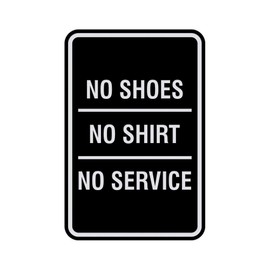 Signs ByLITA Portrait Round No Shoes No Shirt No Service Sign with Adhesive Tape, Mounts On Any Surface, Weather Resistant, Indoor/Outdoor Use (Black/Silver) - Medium