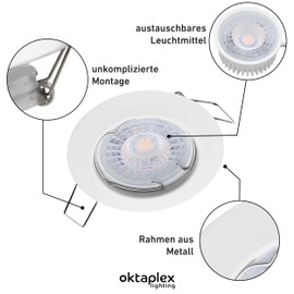 Oktaplex Set of 3 LED Recessed Spotlights 230 V with LED Module 3000 K Warm White