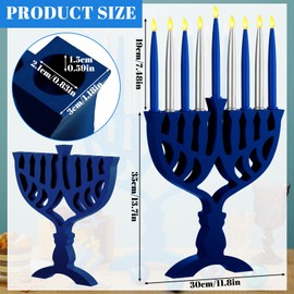 Bokon Electric Hanukkah Menorah Wooden Menorah Candleholder with 9 Branch LED Chanukah Candle Battery Powered Flameless Chanukah Candles Light up for Hanukkah