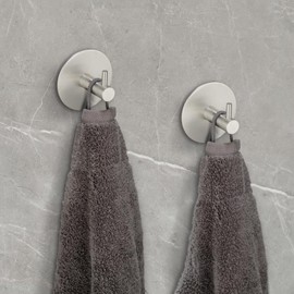 Schöner Wohnen Kollektion Meleto Wall Hooks Set of 2 Stainless Steel in Matt for Towels and Bathroom Utensils Easy Installation No Drilling Silver