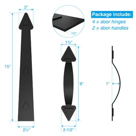 ZEKOO Garage Door Magnetic Decorative Hardware Kit Garage Door Magnets Accents Faux Hinges and Handle Garage Door Decoration Curb Appeal Set of 6, Black