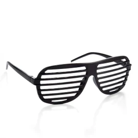Komonee Black Shutter Shades Fun Novelty Plastic Party Retro Fancy Dress Costume Prop Rave Club Eyewear Disco Adults 80's Sunglasses
