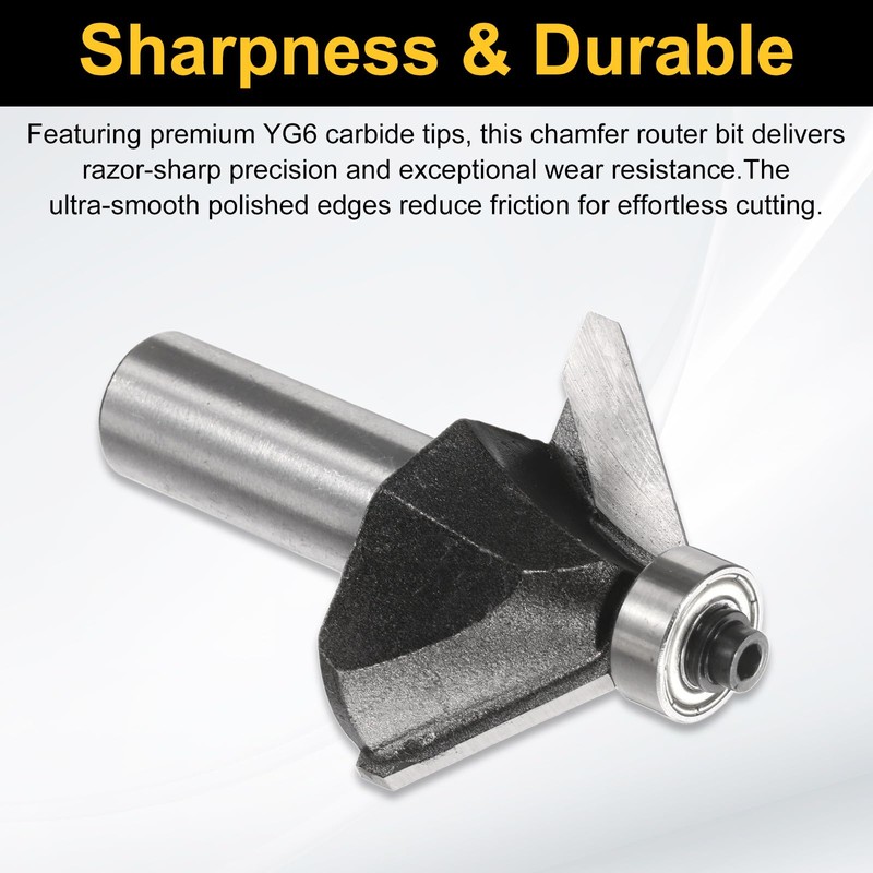 sourcing map 45 Degree Chamfer Router Bit 1/2 Inch Shank
