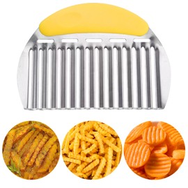 JAYVAR Large Crinkle Cutter for Potatoes, Stainless Steel Vegetable Crinkle Cutter, Versatile Vegetable Wavy Chopper for Fancy Edges, Onion Chopping Wavy French Fry Slicer Kitchen Dicer Gadget