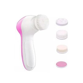 BIUDECO Gentle Electric Face Exfoliator Deep Cleaning Brush with 5 Brush Heads Compact Size for Home Travel Pink