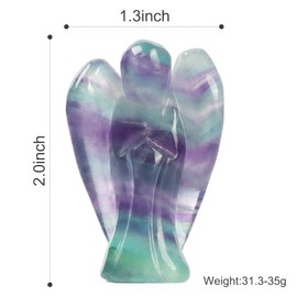 Artistone Rainbow Fluorite Guardian Angel Statue Healing Pocket Angel Stones Handcraft Gemstone Crystal Figurines with Gift Box 2inch