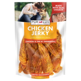 Pur Luv Chicken Jerky Dog Treats, Made with 100% Real Chicken Breast, 16 Ounces, Healthy, Easily Digestible, Long-Lasting, High Protein, Satisfies Dog's Urge to Chew