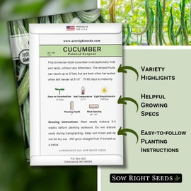 Sow Right Seeds - Painted Serpent Cucumber Seeds for Planting - Non-GMO Heirloom Packet with Instructions to Plant - Grow an Outdoor Home Vegetable Garden - Striped Snake Fruit - Armenian Variety (1)