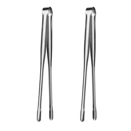 Luxshiny 2 piezas pinzas para cocinar barbacoa, 9.4 pulgadas pinzas coreanas de acero inoxidable plata
