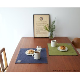 Quarter Report Washable Fabric Placemat No. 8 Canvas Placemat Age Glass 100% Cotton Vintage Processing [Made in Japan]