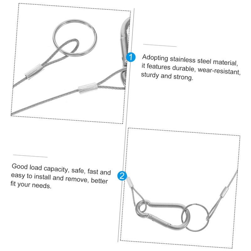 ULTECHNOVO 6-Pack Stainless Steel Tethers Wire-Rope Lanyard Safety Rope for