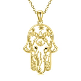 PELOVNY Hamsa Neckace for Women - Elephant Pendant Palm Shape Hand of Fatima Necklace Hand Symbol S925 Sterling Silver Hamsa Pendant for Lover Girlfriend