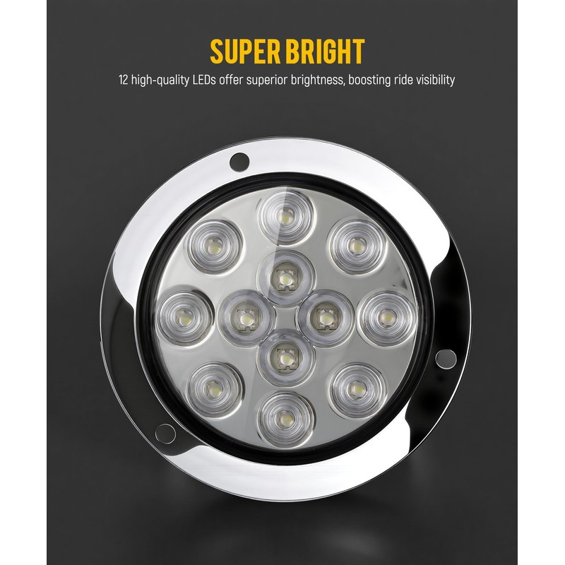 Partsam 2PCS 12 LED White 4" Round Backup Reverse Lights