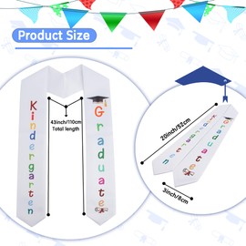 Kindergarten Preschool Graduation Sash, Kindergarten Preschool Graduation Stole, Unisex Kids Graduation Stoles Class of 2025, White Printed Stole, Kindergarten Preschool Graduation Gifts for Kids