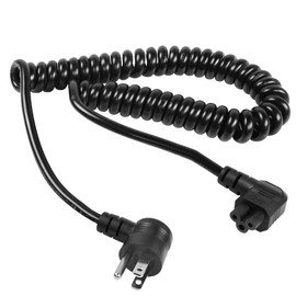 RIIEYOCA 90 Degree Right Angle Computer Power Coiled Cord Down angle 18AWG NEMA 5-15P to Right angle IEC 320 C5 (Mickey Mouse) 10A 125V for Laptops, Computers Power Supplies AC Adapter1.97FT-4.9FT(R)