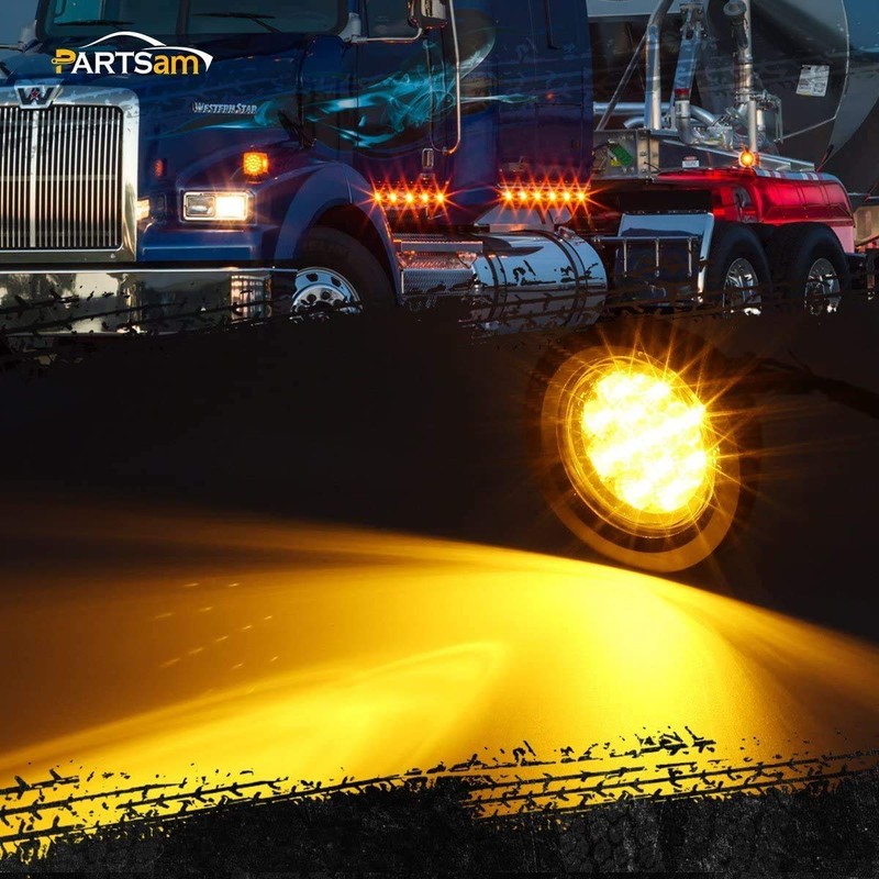 Partsam 2Pcs 2.5 Inch Round Amber 13 LED Side Marker