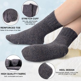 Justay 5 Pairs Womens Wool Socks - Thick, Warm, Winter, Cozy Vintage Knit Cat Crew Socks - Gifts for Women