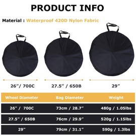 YAPJEB Bike Wheel Bag Wheelset Carrying Bag 26 27.5 29 inch MTB Mountain Bike, Road Bike Wheel Travel Case(27.5")