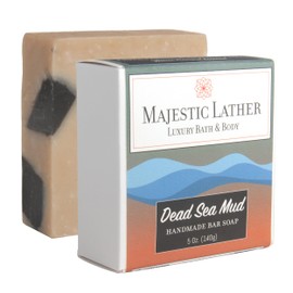 Dead Sea Mud Luxury Handmade Bar Soap for Face & Body. Gentle Cleansing, Moisturizing, Purifying & Nourishing - Shea Butter & Natural Oils. Cold Process. Vegan. For All Skin Types.5.0 Oz.
