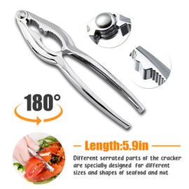 12 Pcs Crab Crackers and Tools, Lobster Nut Crackers for Crab Legs, Heavy Duty Seafood Picks Tools, Opener Home Kitchen Parties, Silver