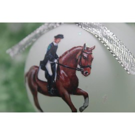 H006 Hand-made Christmas Ornament horse - sorrel pirouette dressage gallop