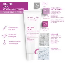Cica-Balsam-Creme – Granionen Dermatologie – Feuchtigkeitscreme für Babys, Kinder, Erwachsene – pflanzliches Glycerin + Zink + Kupfer – beruhigende Creme – empfindliche Haut, gereizte Haut – Gesicht