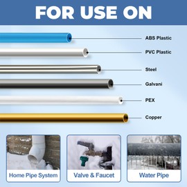 Pipe Heating Cable With Thermostat for Freeze Protection, 30FT Cable + 6FT Power Line, Heat Tape for Water Insulation, Trace for Metal Plastic Home, Roof, RV, Gutter