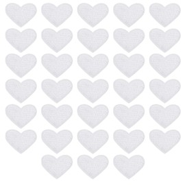 MECCANIXITY Solid White Small Heart Patch Appliques Embroidered Patches Garment DIY Embellishments 2.6x2cm/1x0.8 Inch for Vest Clothes Backpacks Hats, DIY Crafts Caps, Pack of 33